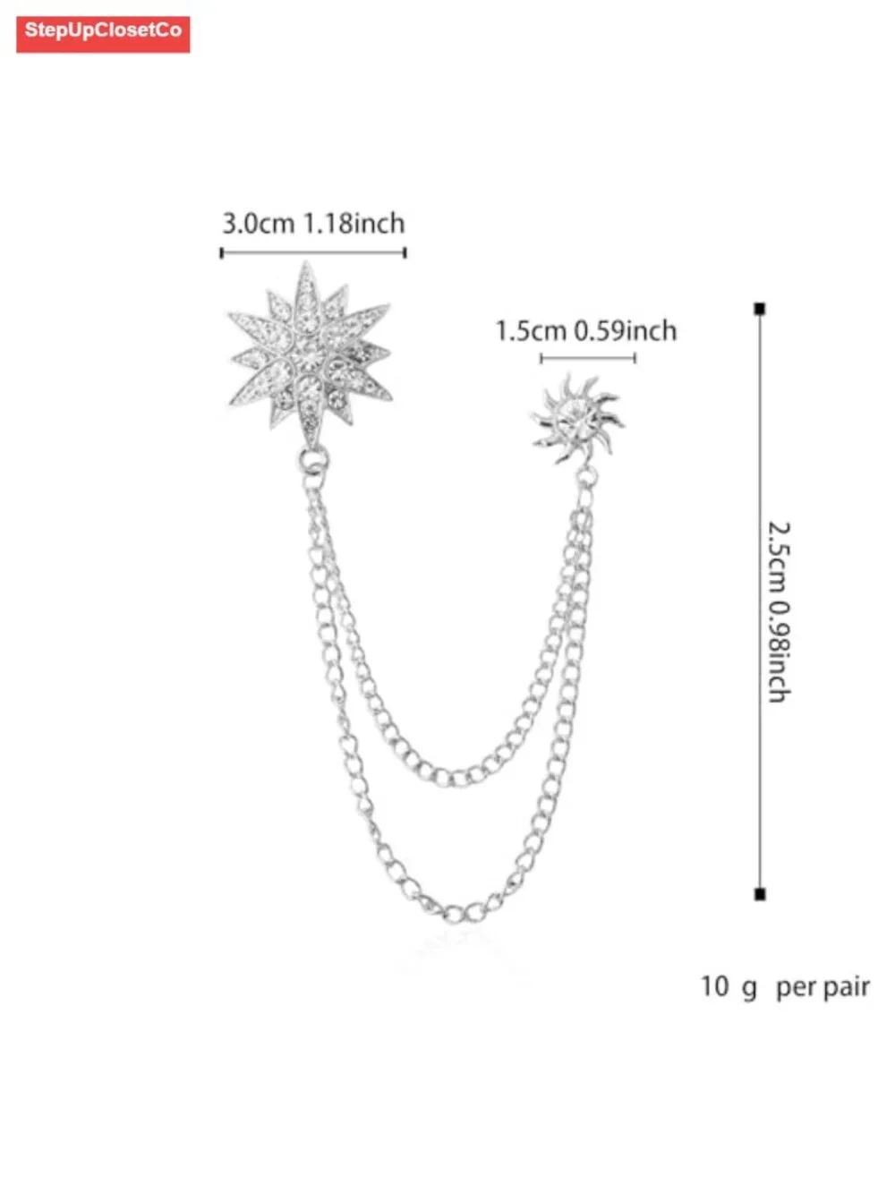 Rhinestone Star Brooch Pin Gold Plated Crystal CZ Tassel Exquisite Lapel Brooch